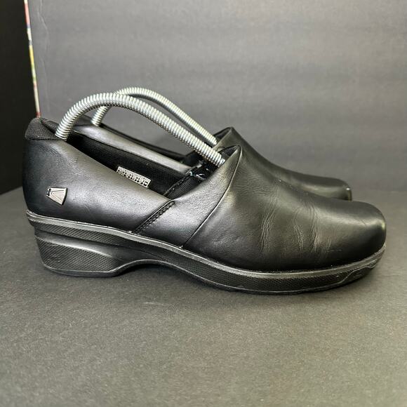 Keen size 10 Mora Clog Leather Comfort Slip On Shoes Black - Picture 2 of 12